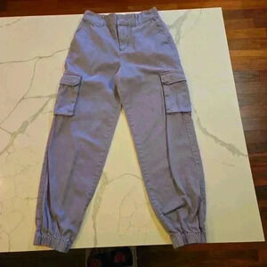 Forever 21 Womens Cotton Cargo Jogger Pants Lilac Purple Size Small
